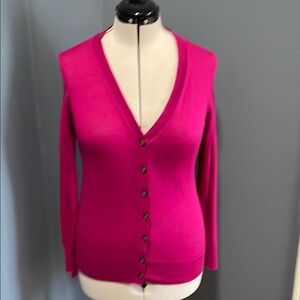 Ann Taylor LOFT Cardigan Sweater Long Sleeves in Dark Fuchsia Size-Small NWOT